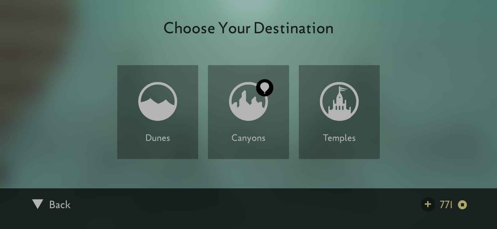 A menu in the game that lets you choose a destination